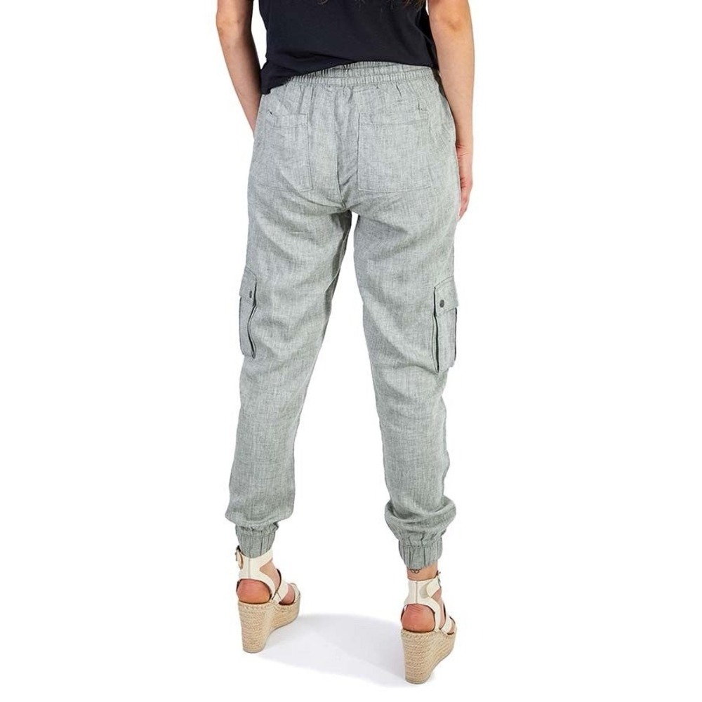 Silver Charlotte Joggers Womens S Heathered Black Gray Linen Blend Cargo Pull On - Picture 3 of 12